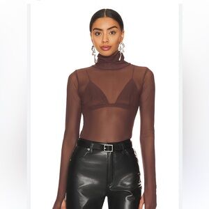 AFRM Chocolate Sheer Bodysuit